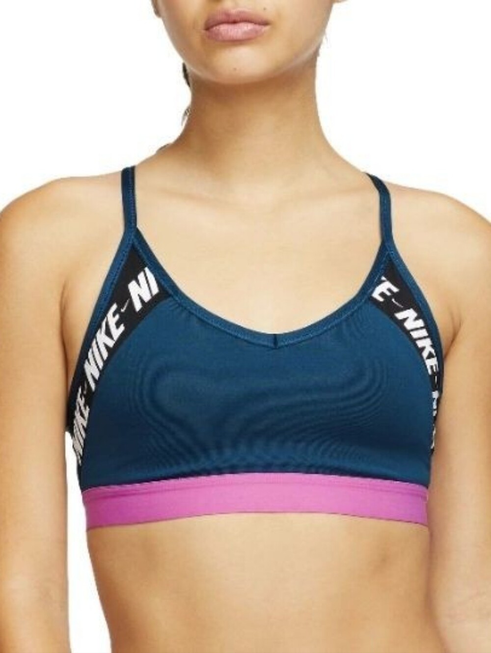 Nike Indy Dri-Fit Training Sports Bra In Valerian Blue And Pink, Size Small